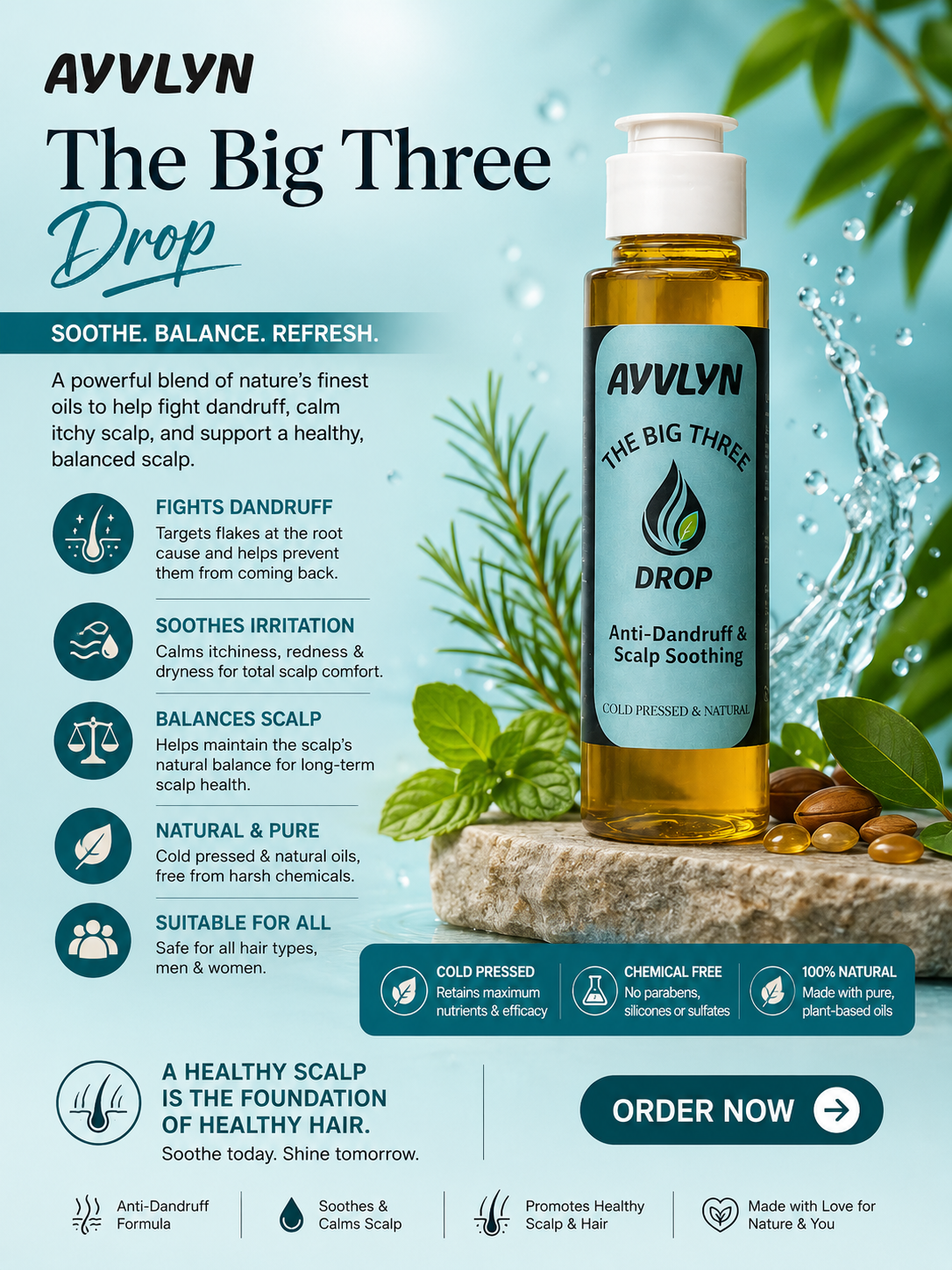 DROP anti dandruff scalp Soothing  oil by ayvlyn Ayvlyn.pk